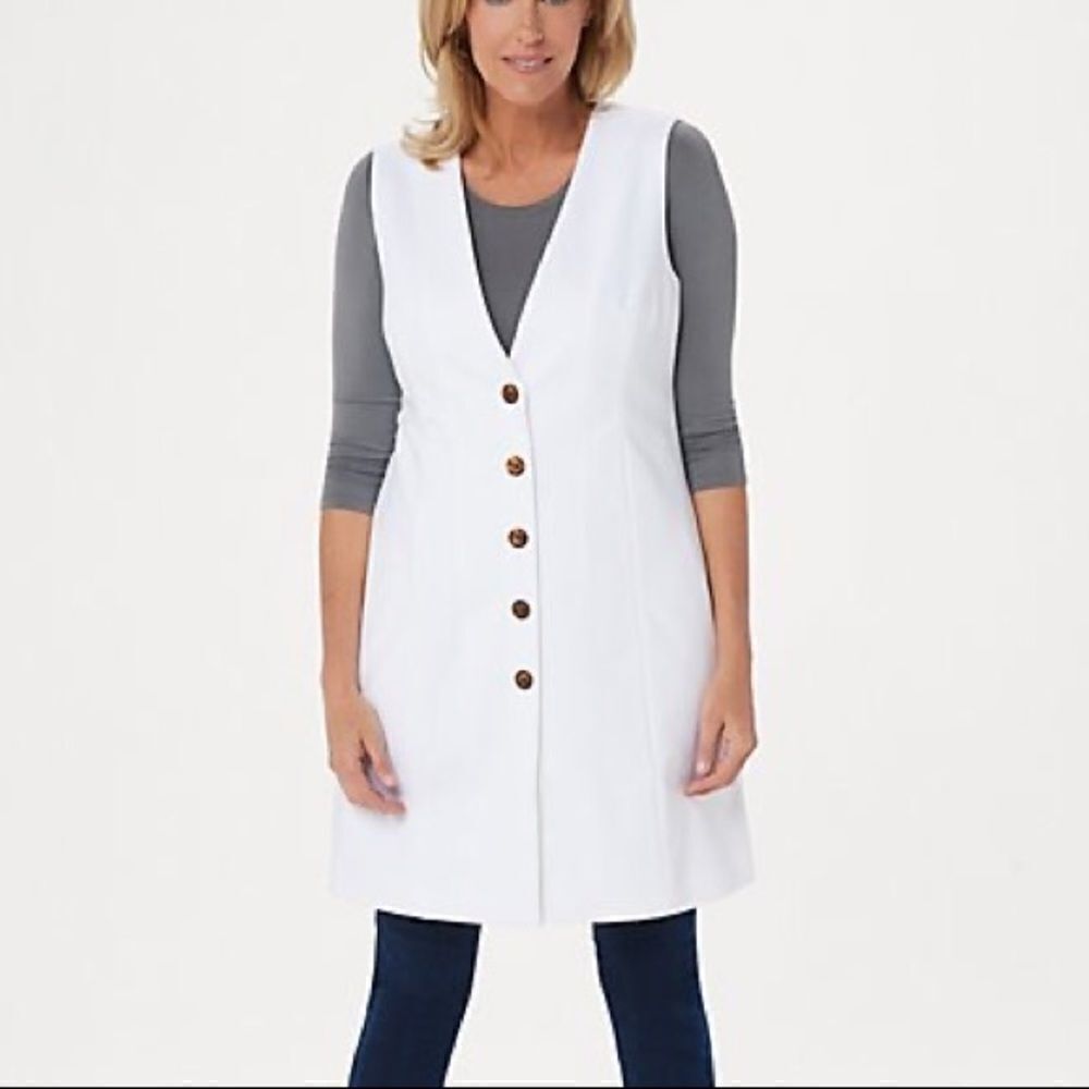Lisa Rinna Collection Mid-Length Button Front Vest